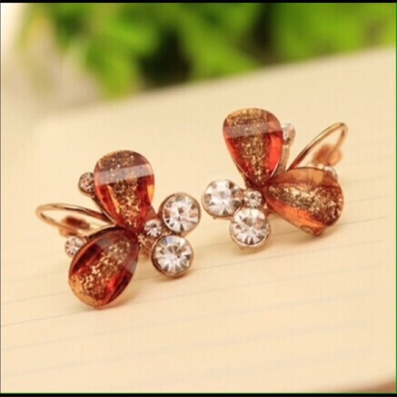 Butterfly Rhinestone Earrings - Picture 1 of 2